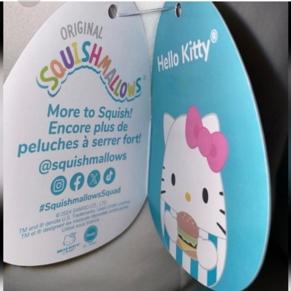 Squishmallows 20” Hello Kitty Plush holding  hamburger NWT - Picture 6 of 7